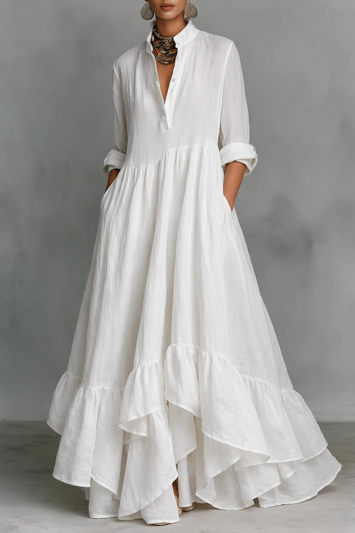 Elegant Linen Maxi Dress