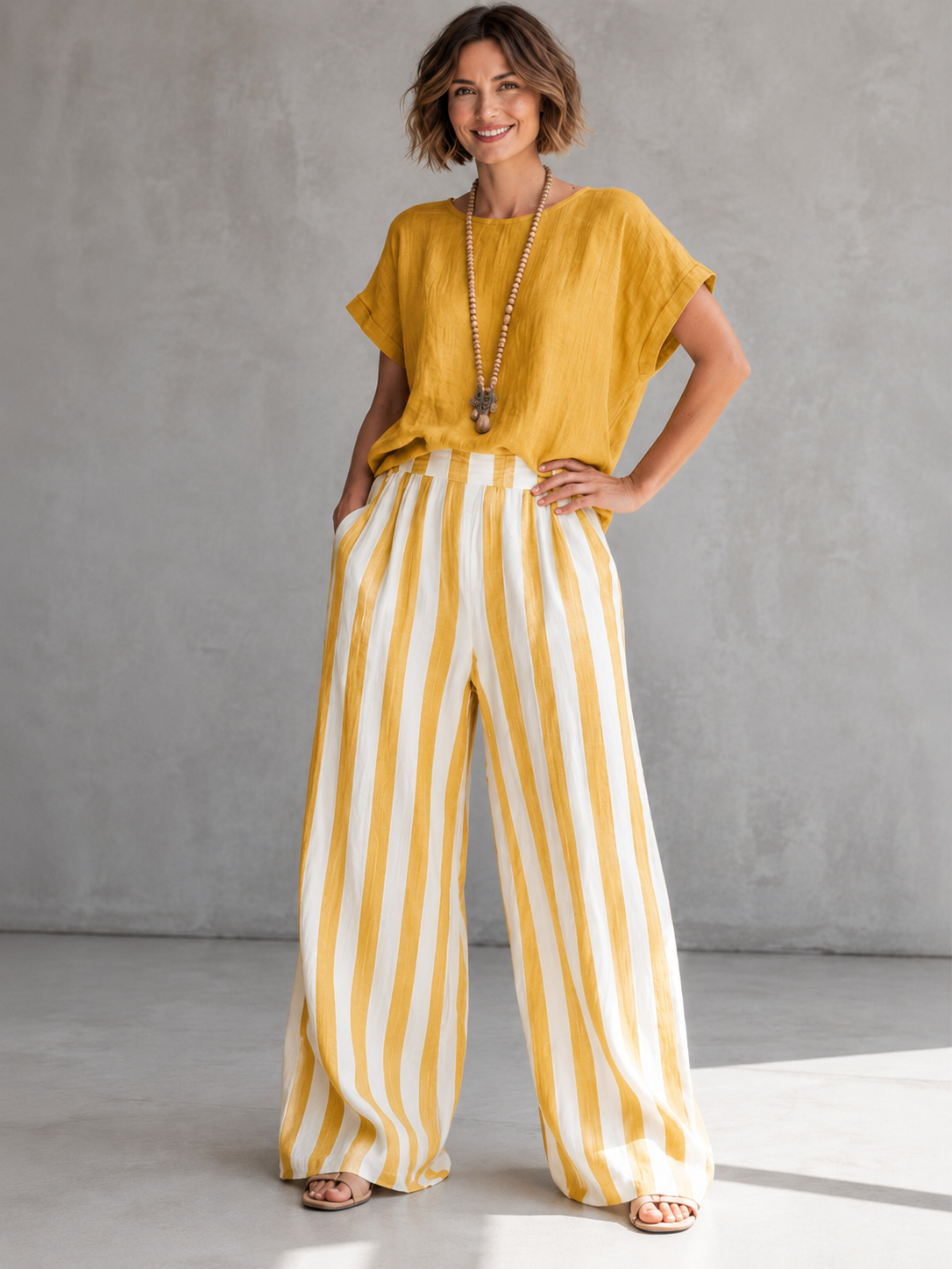 Effortless Striped Two-Piece Set for Everyday Comfort