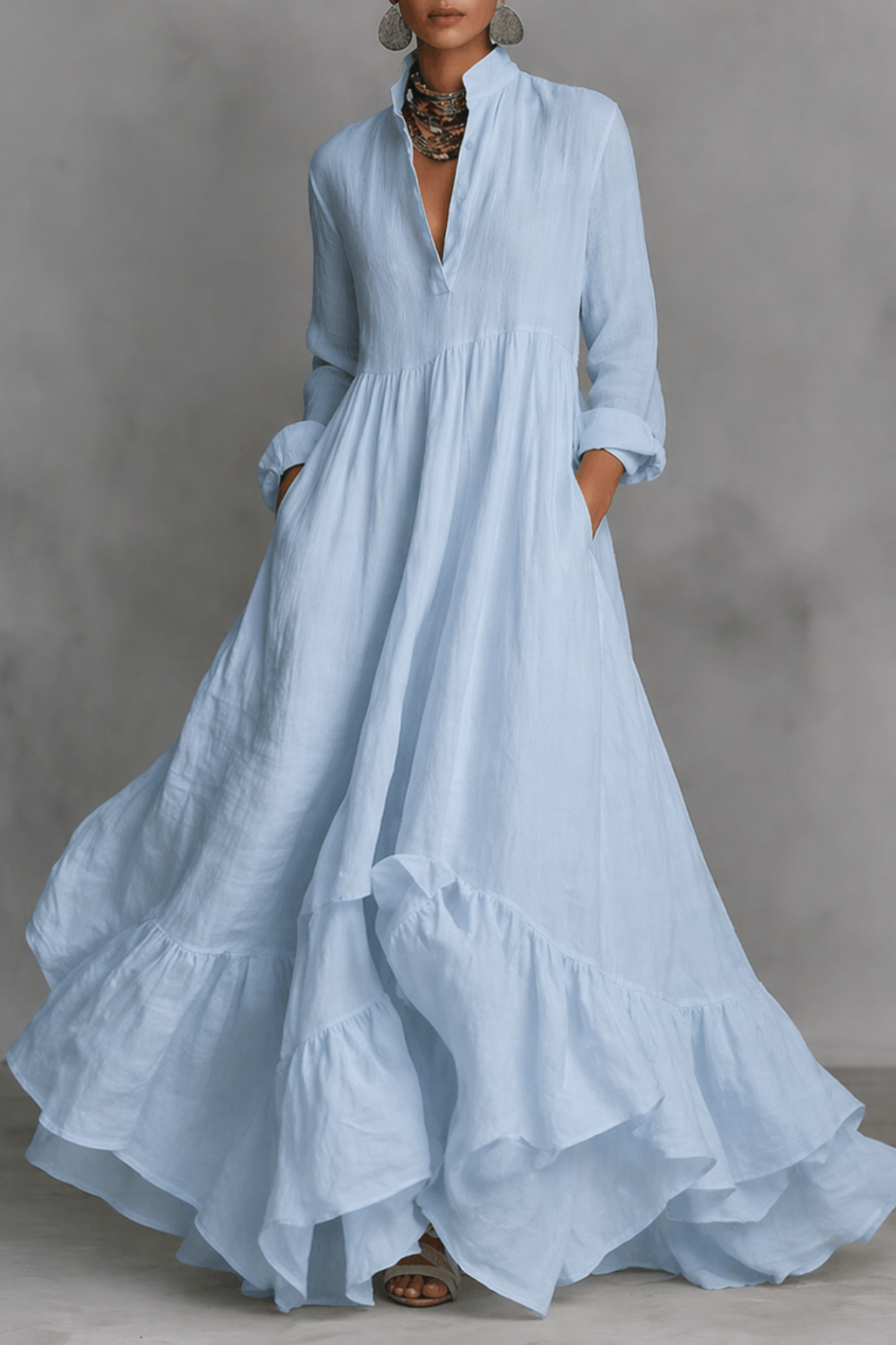 Elegant Linen Maxi Dress