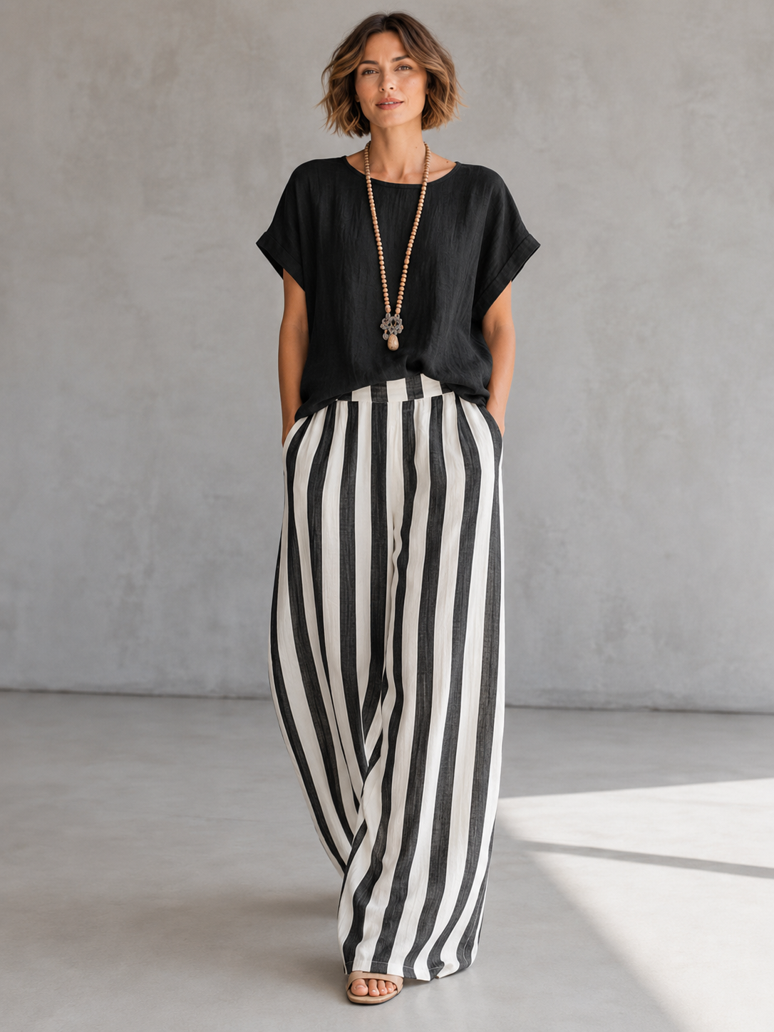 Effortless Striped Two-Piece Set for Everyday Comfort