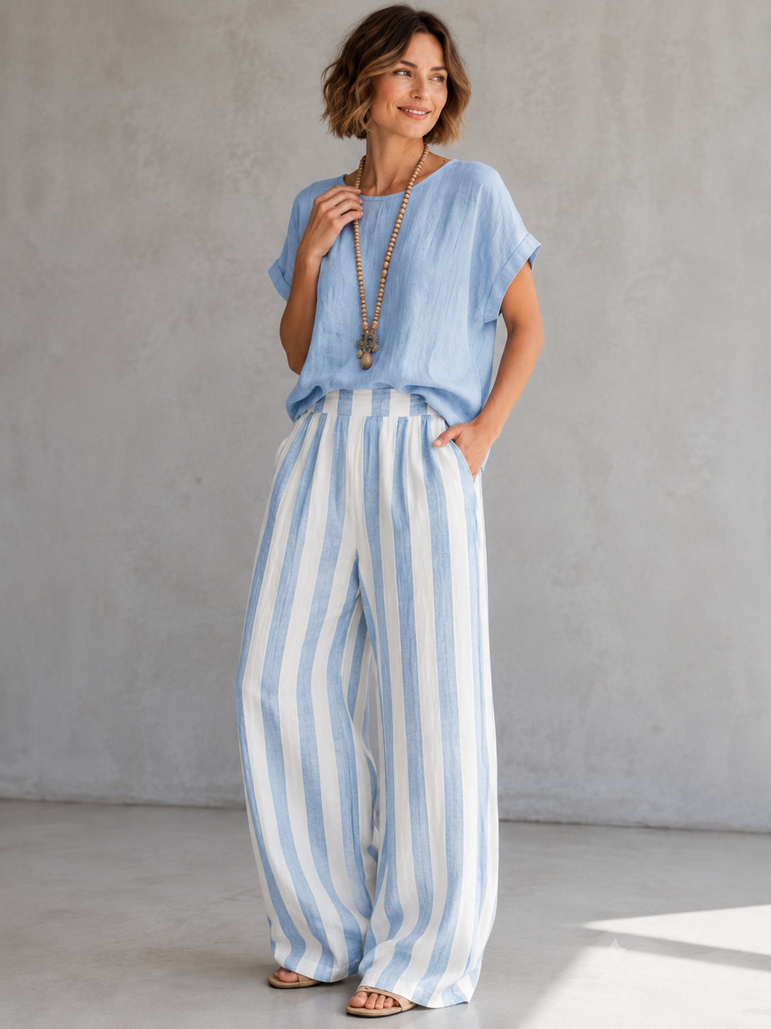 Effortless Striped Two-Piece Set for Everyday Comfort