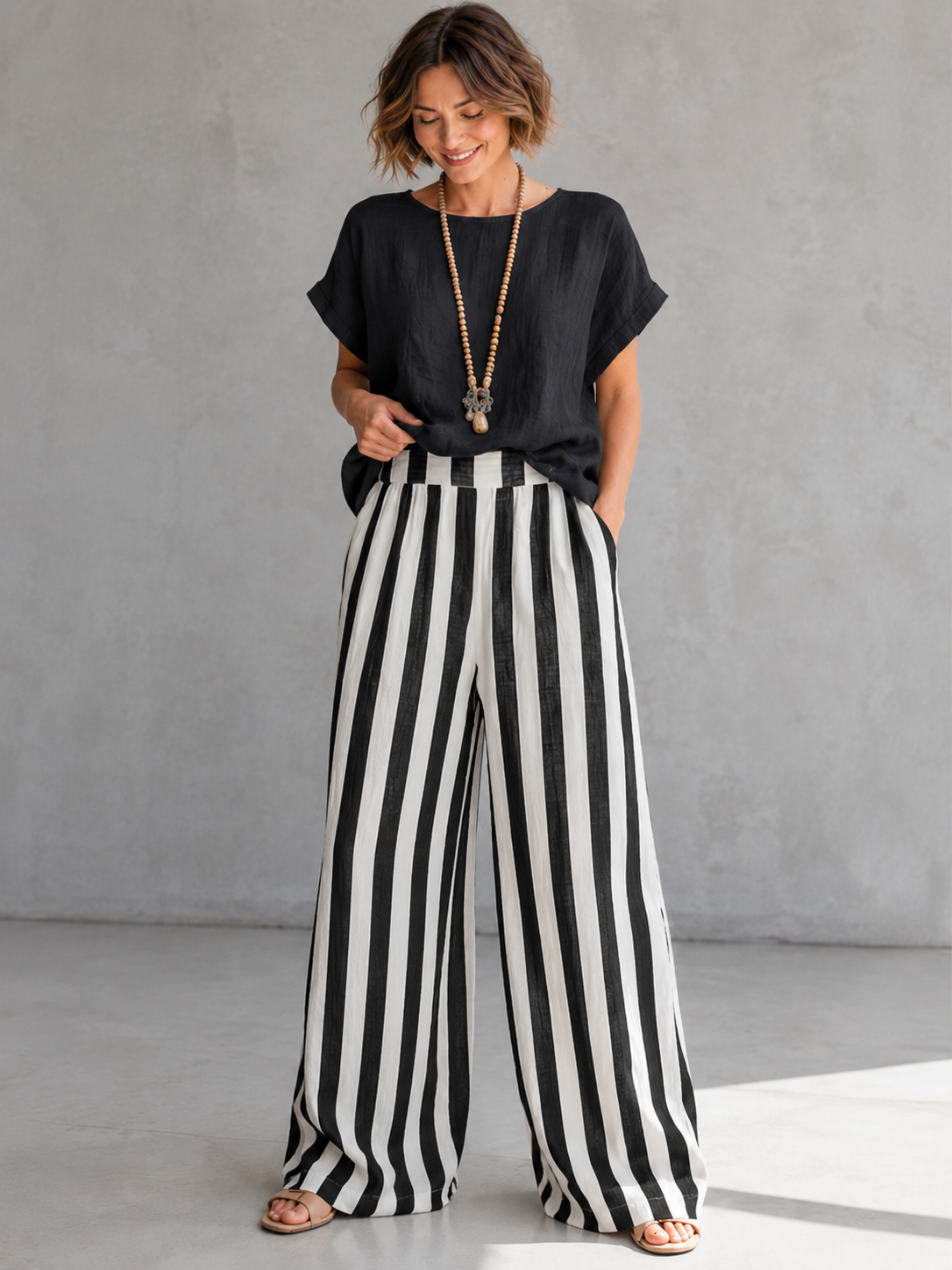 Effortless Striped Two-Piece Set for Everyday Comfort