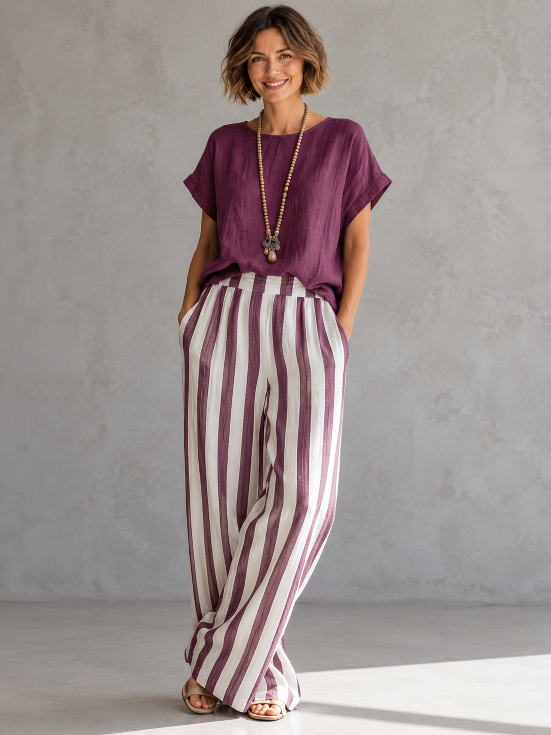 Effortless Striped Two-Piece Set for Everyday Comfort