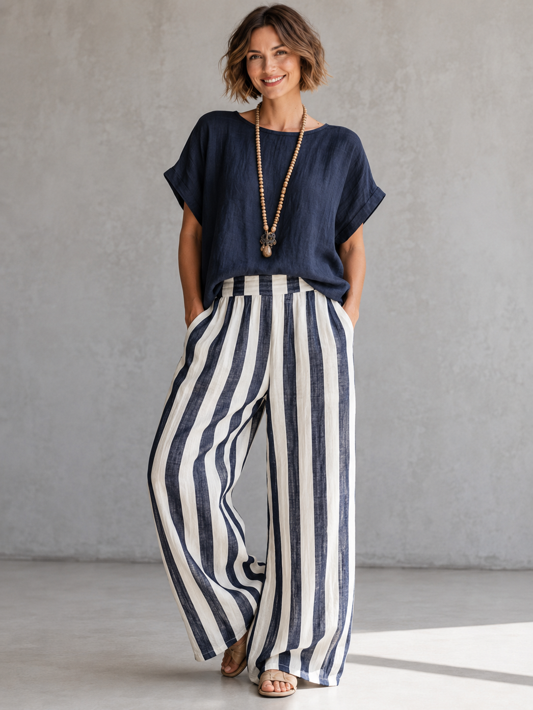 Effortless Striped Two-Piece Set for Everyday Comfort