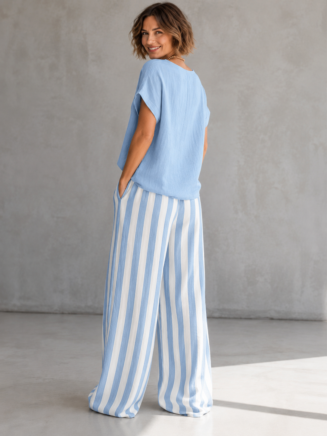 Effortless Striped Two-Piece Set for Everyday Comfort