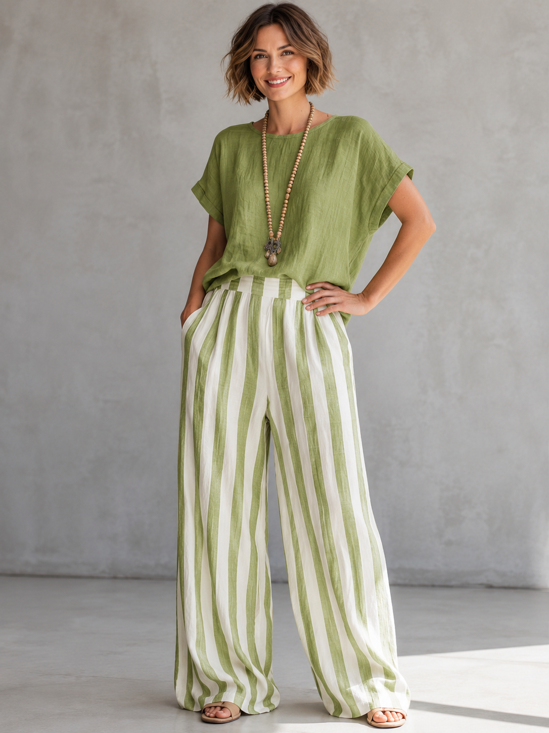 Effortless Striped Two-Piece Set for Everyday Comfort